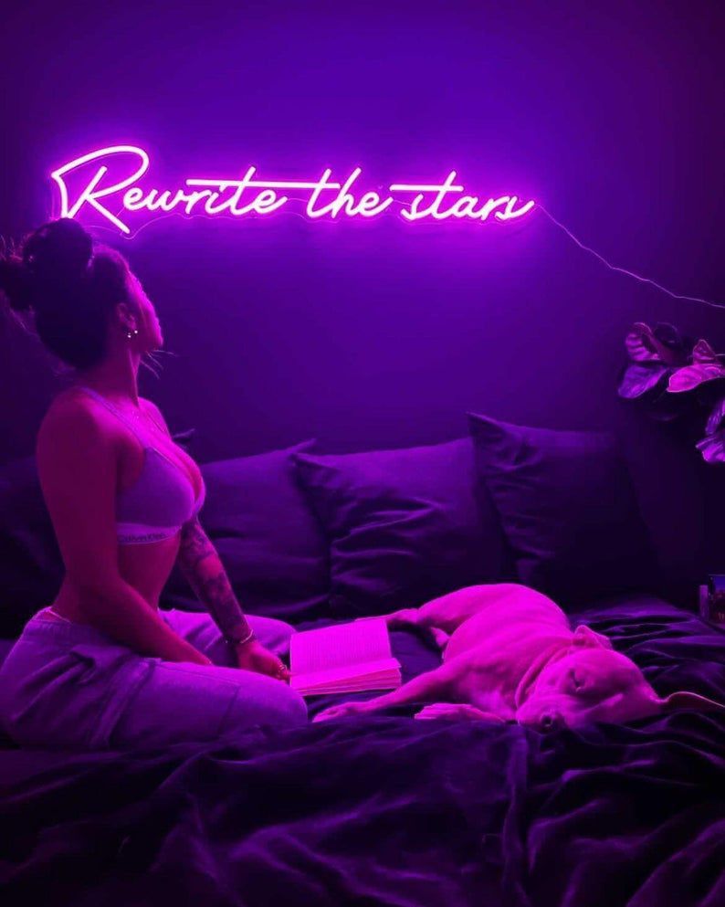 Custom LED neon sign by Neon Aura installed in a customer space