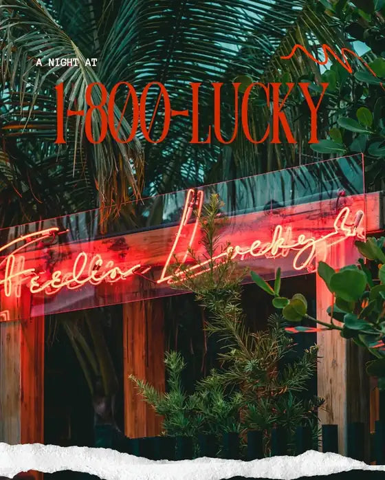1-800 Lucky Feelin Lucky custom neon sign by Neon Aura