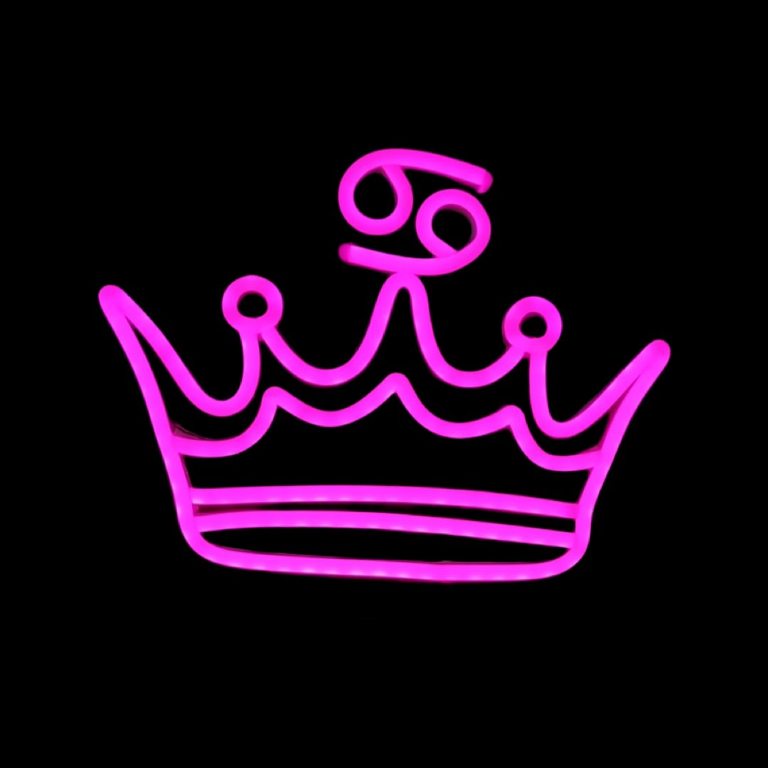Cancer zodiac neon headband glowing pink