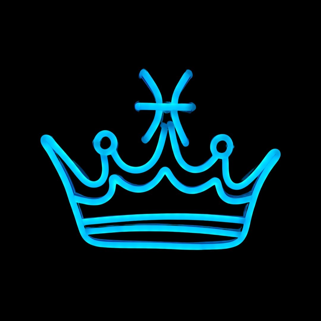 Pisces neon headband glowing against a dark background